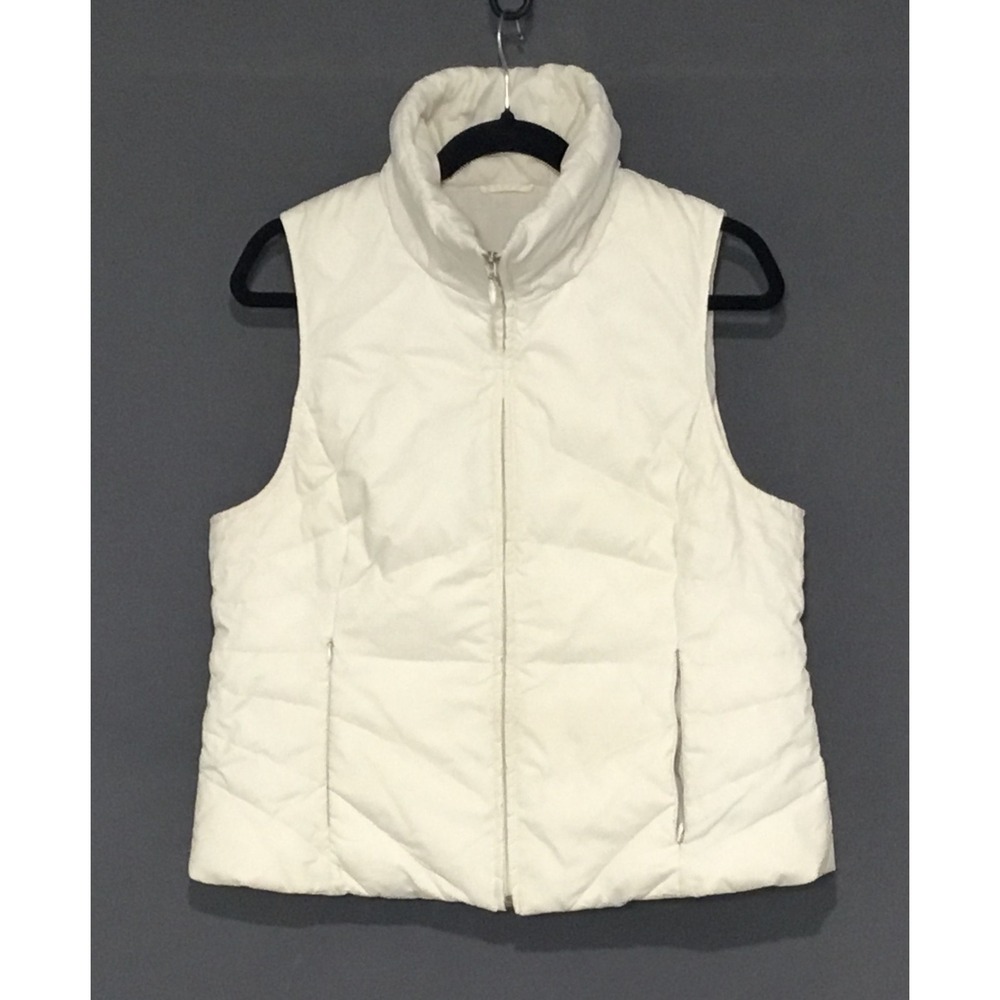 G-III Apparel Vest Womens M/L White Down Puffer Quilted Full Zip Pockets Winter